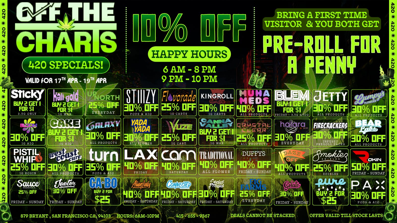 Off the Charts - San Francisco BIG DEALS for a BIG WEEKEND!!!!