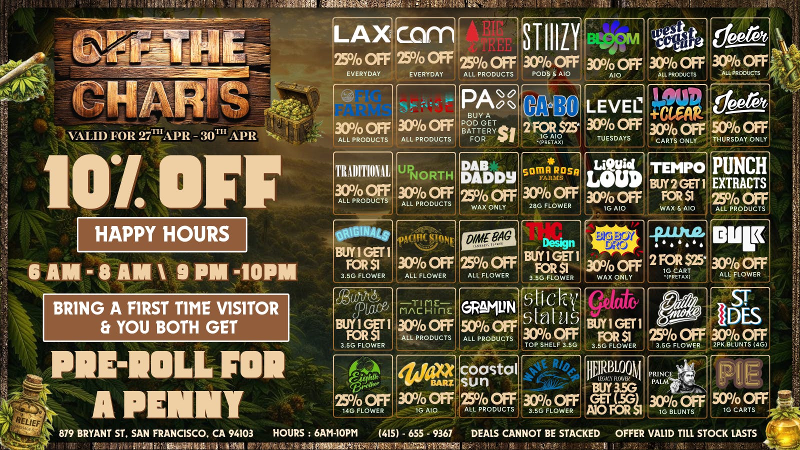 Off the Charts - San Francisco SPRING DEALS!!!!