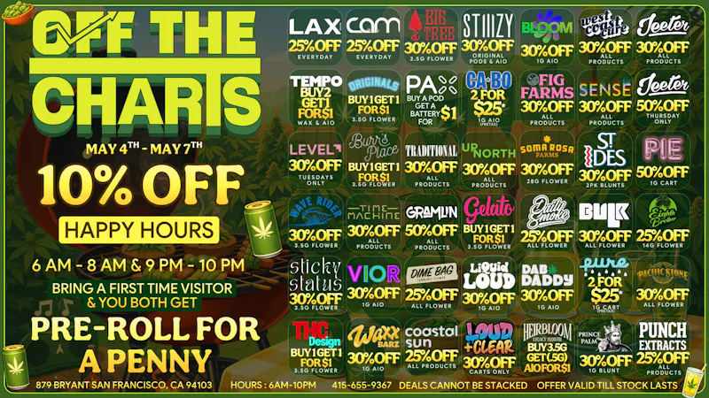 Off the Charts - San Francisco APRIL SHOWERS BRING MAYYYY FLOWER DEALS!!!!