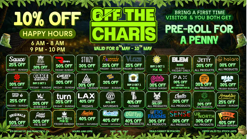 Off the Charts - San Francisco SAVE BIG THIS WEEKEND!!! NEW DEALS!!!!