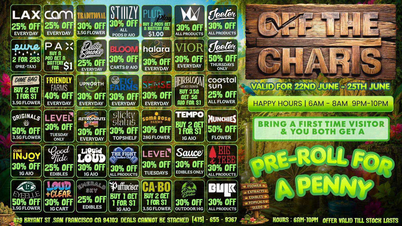 Off the Charts - San Francisco DEALS FOR THE WEEK!!!!