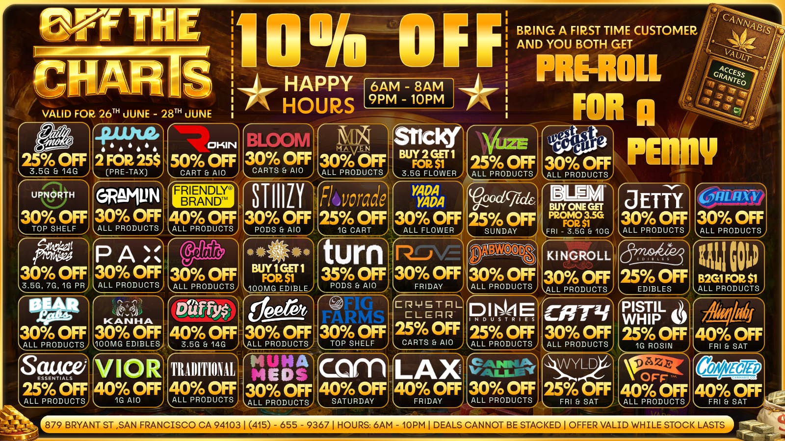 Off the Charts - San Francisco BLAZIN' DEALS TO START SUMMER!!!!!