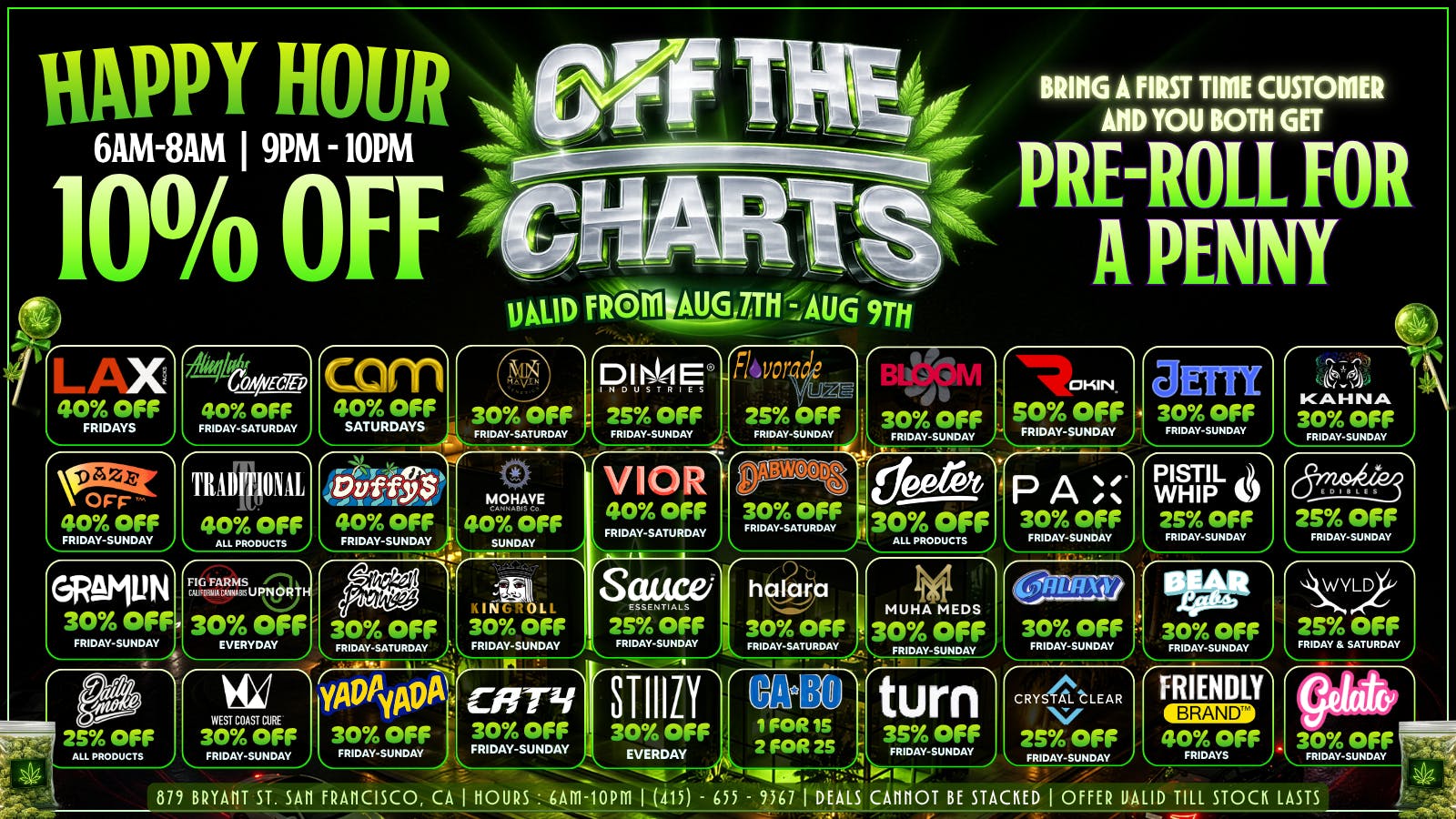 Off the Charts - San Francisco BEST PRICES IN SAN FRANCISCO!! DOORS OPEN @6AM!!!