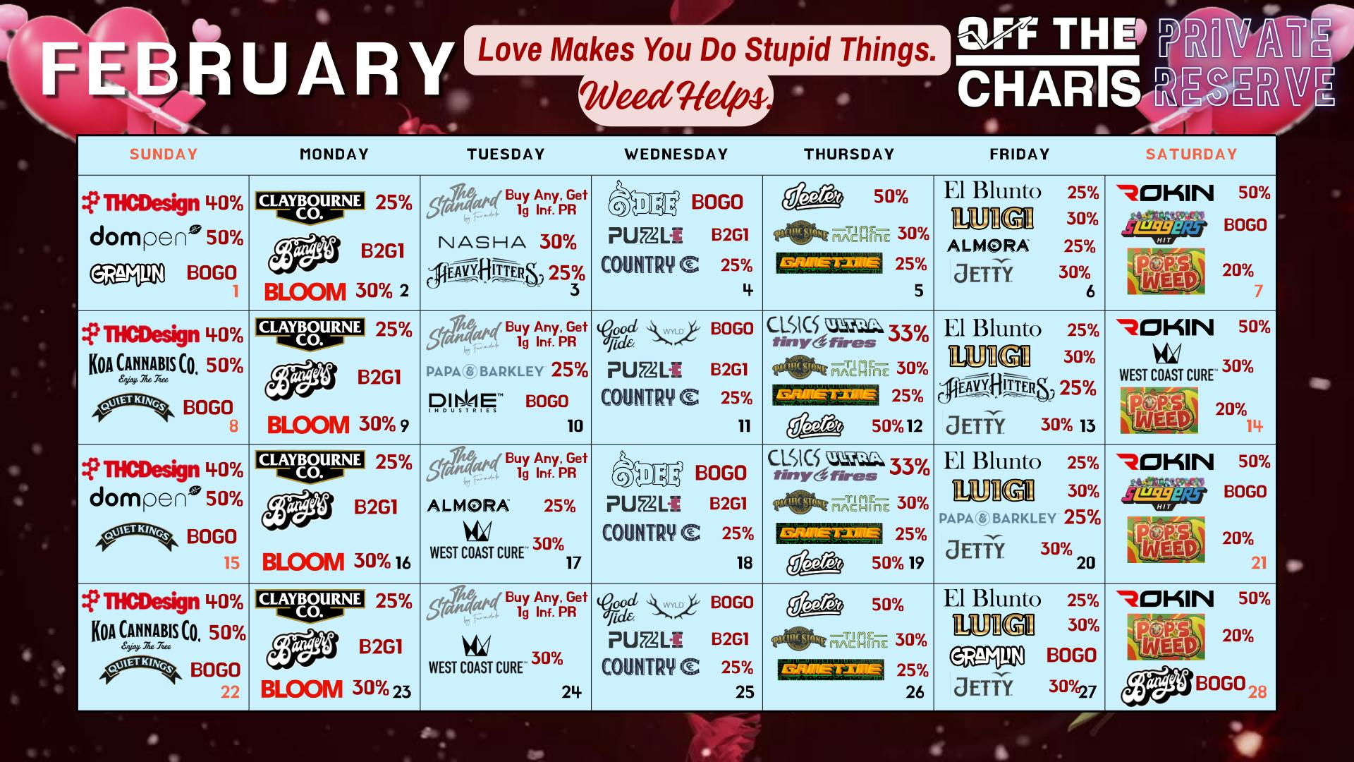 Off the Charts - WEHO SPEADIN THE LOVE WITH THE BEST DEALS IN TOWN!!!