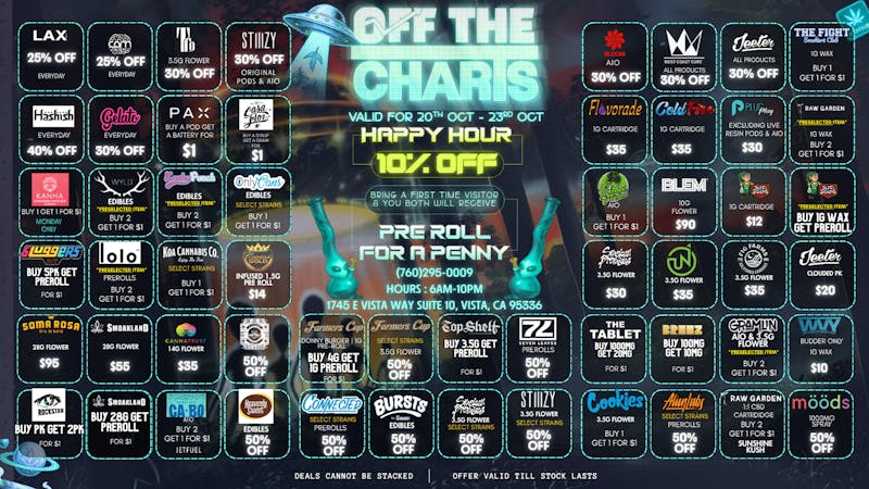 Off the Charts - Vista 20% OFF - MONSTROUS MARKDOWNS!