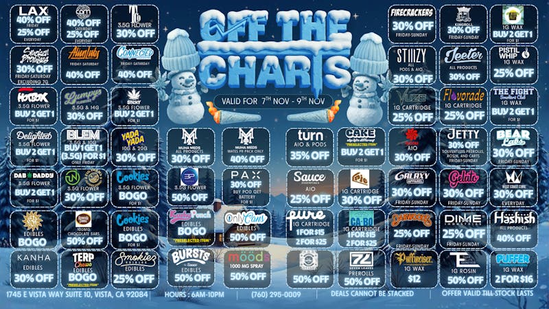 Off the Charts - Vista FALL INTO SAVINGS - 20% OFF THE ENTIRE STORE