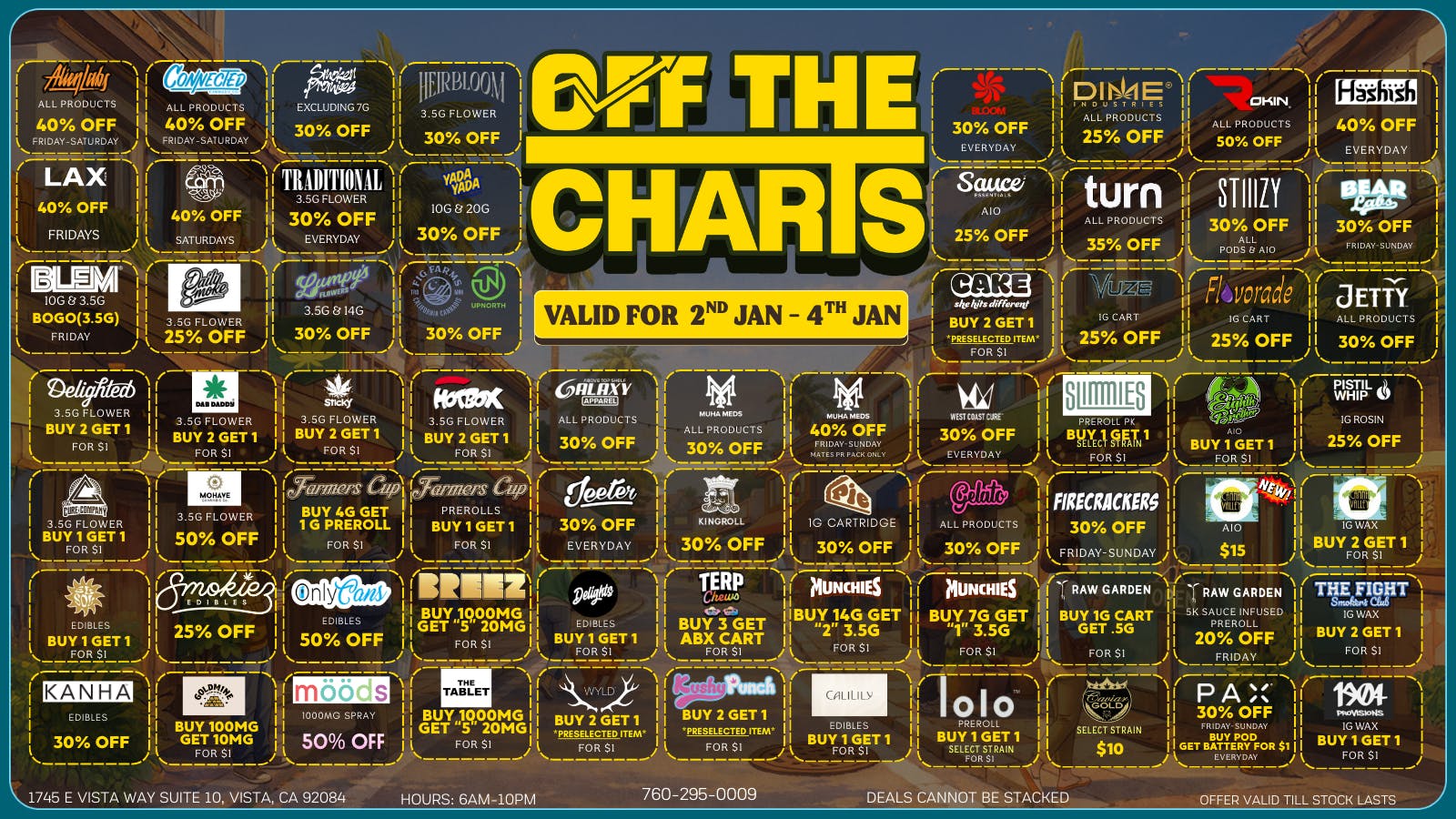 Off the Charts - Vista NEW YEAR. NEW HIGHS. 20% OFF