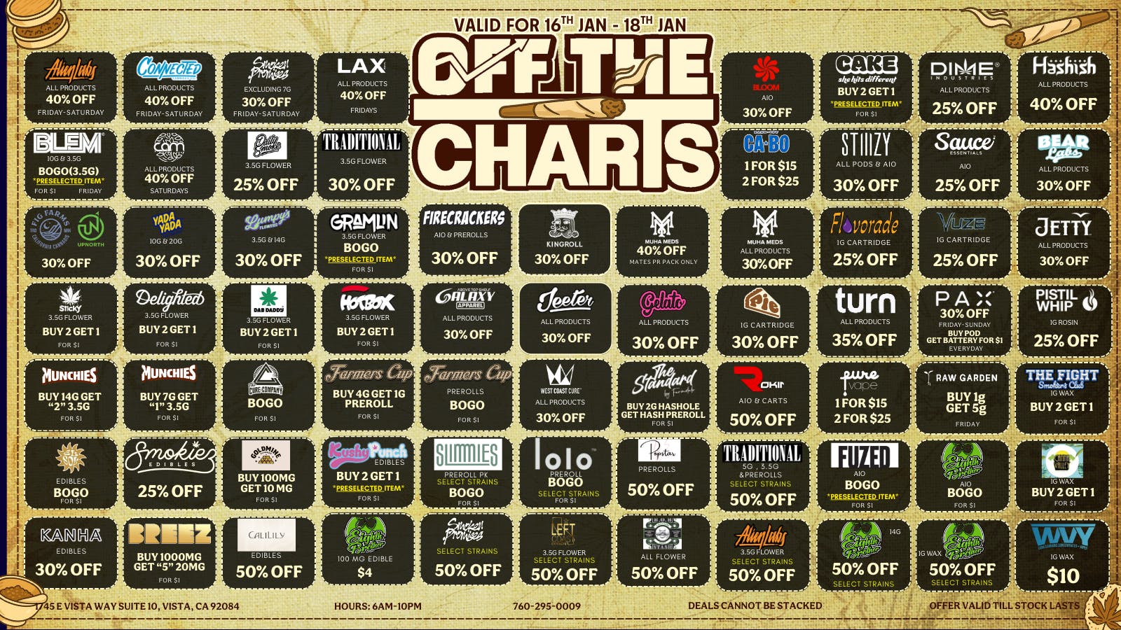 Off the Charts - Vista SAVE BIG: 20% OFF THE WHOLE STORE