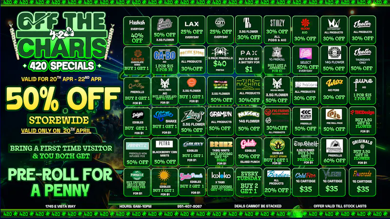 Off the Charts - Vista YOUR 4/20 STASH STARTS HERE