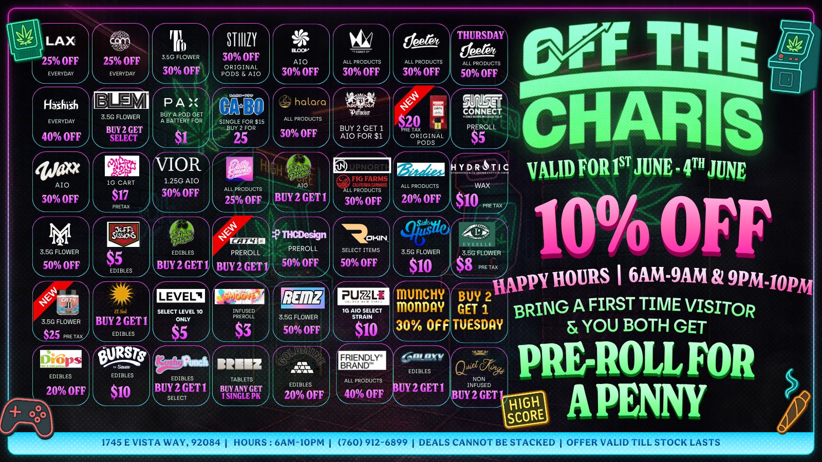Off the Charts - Vista Kicking off summer- 20% OFF