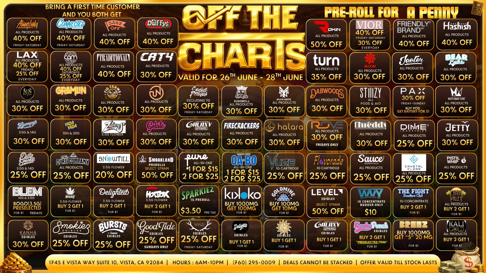 Off the Charts - Vista SUMMER SPECIAL - 20% OFF