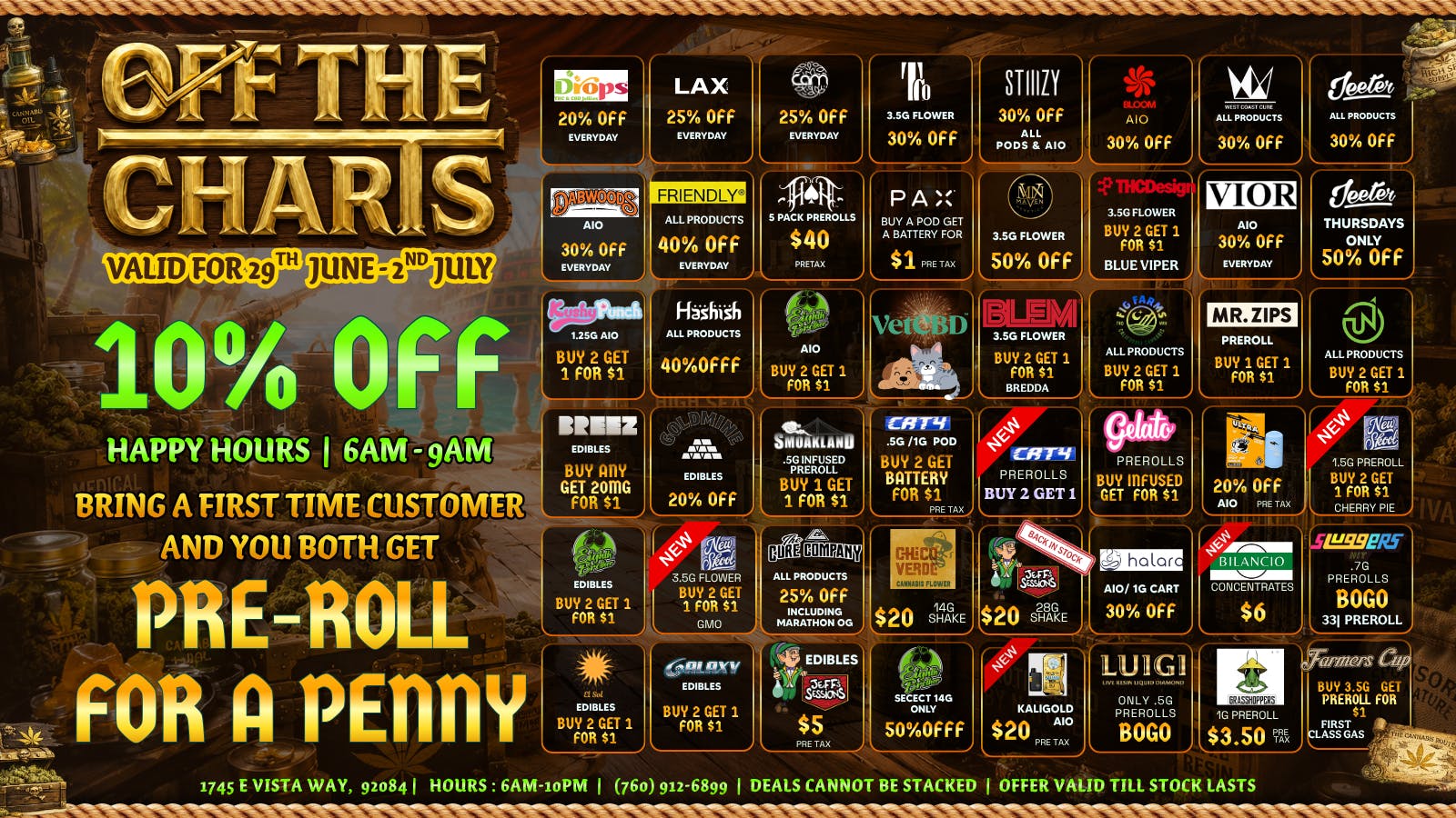 Off the Charts - Vista RED, WHITE, AND DEALS - 20% OFF STOREWIDE