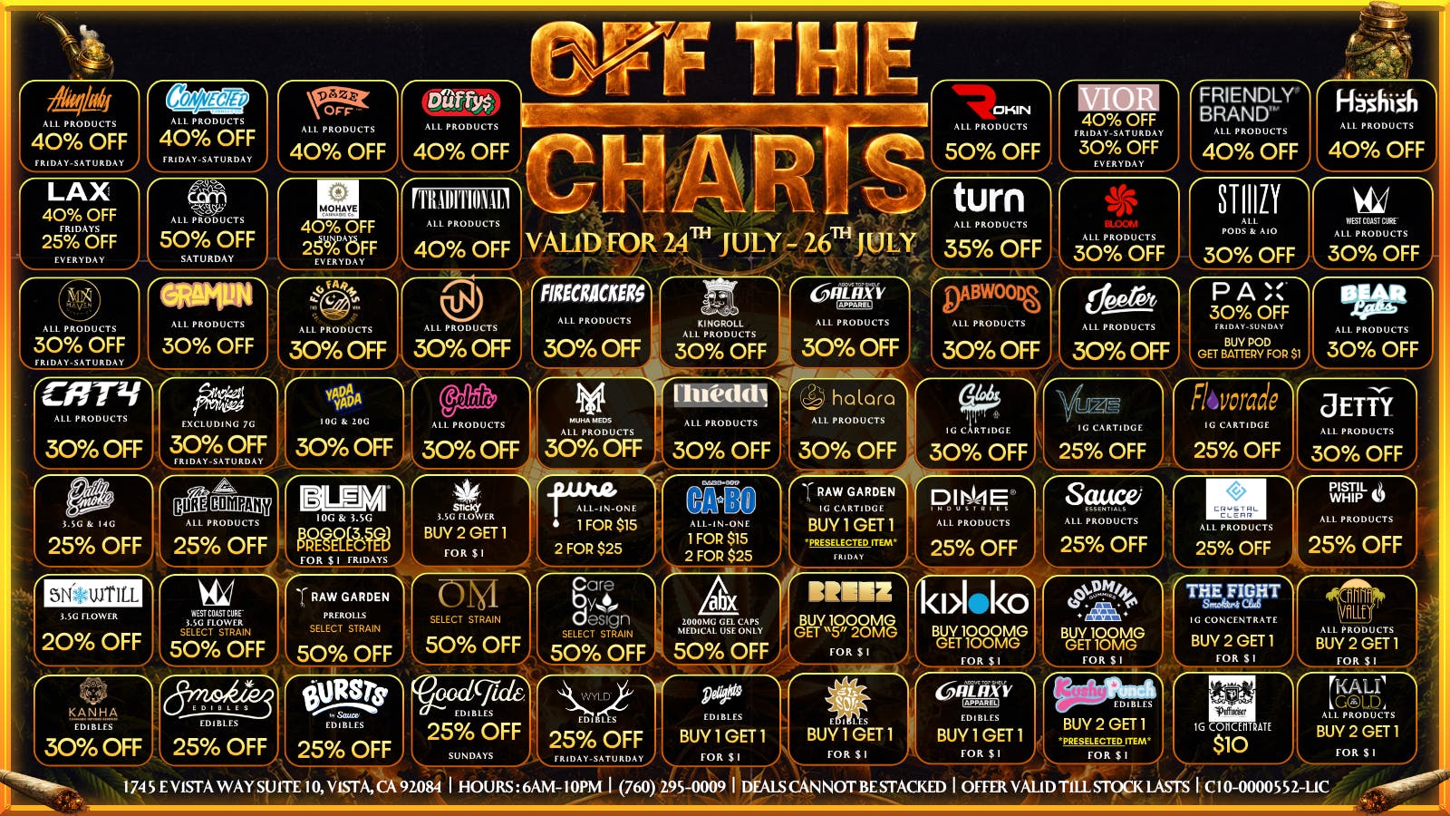 Off the Charts - Vista SUMMER DEALS - 20% OFF