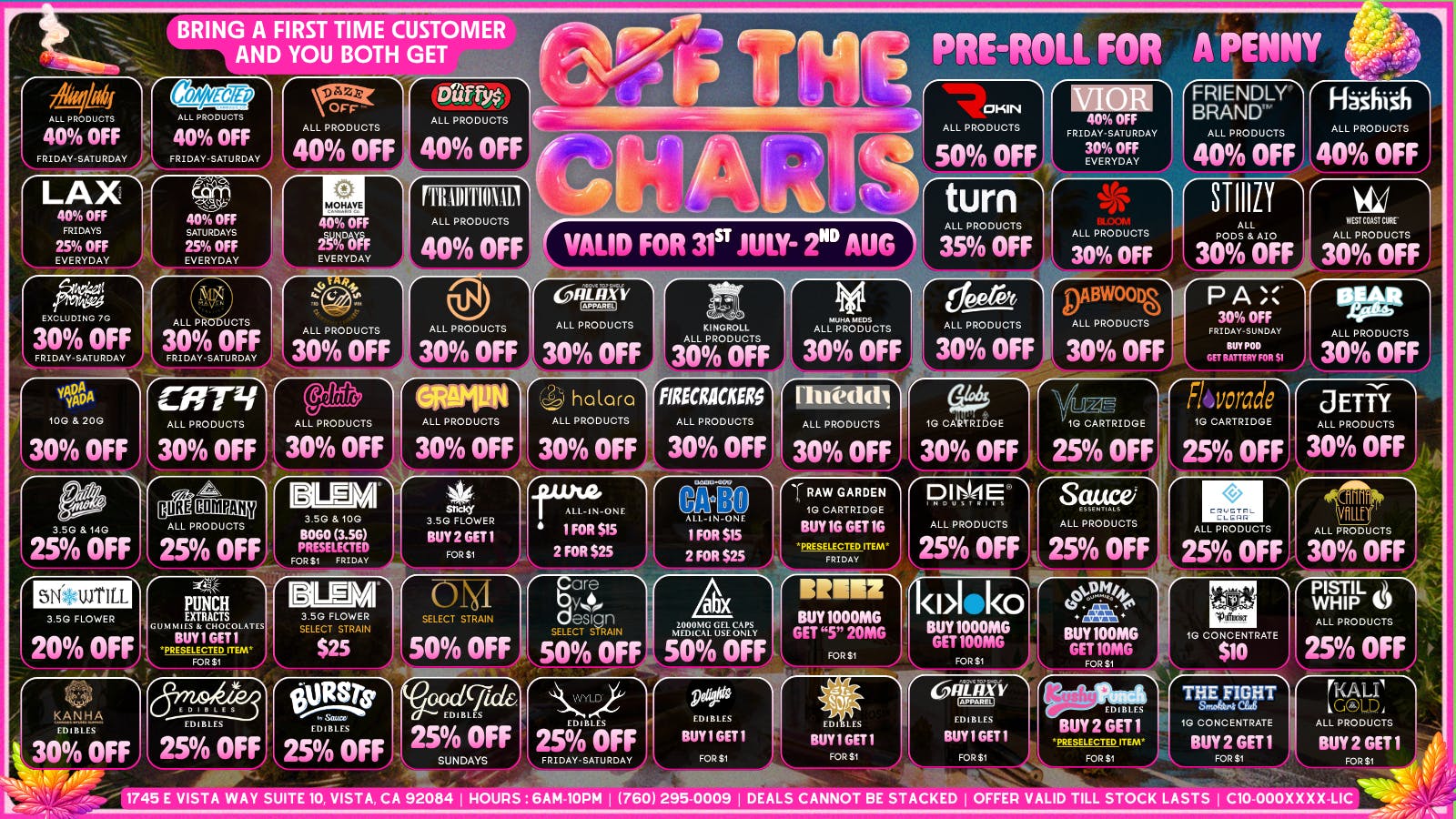 Off the Charts - Vista HOT DAYS, COOL DEALS. - 20% OFF