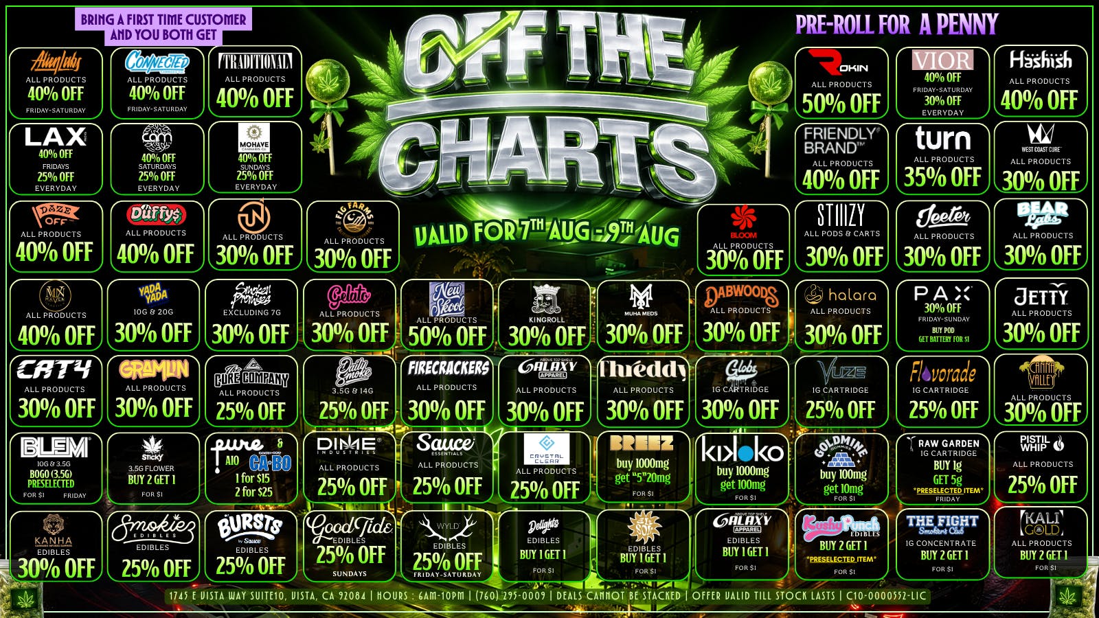 Off the Charts - Vista PARTY TIME - 20% OFF ENTIRE STORE