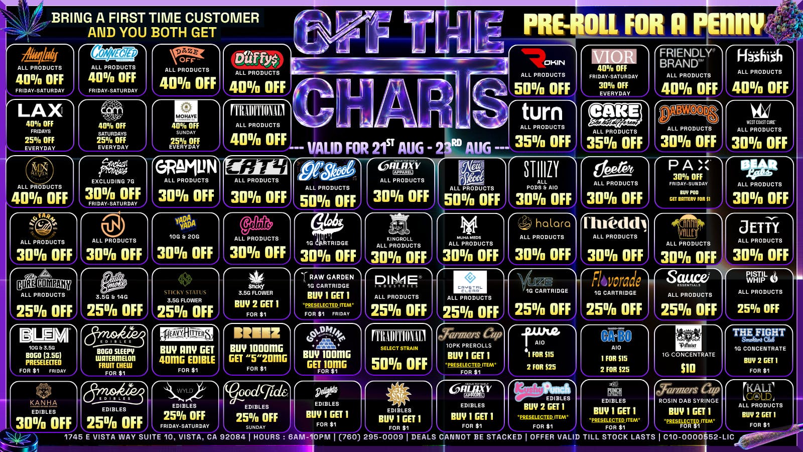 Off the Charts - Vista 20% OFF - SUMMER SAVINGS ARE HOT!