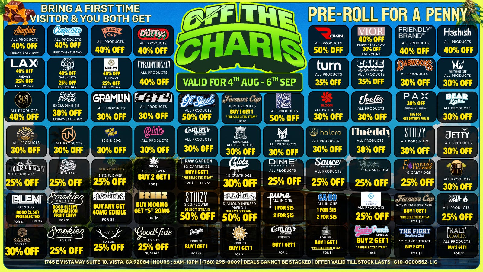 Off the Charts - Vista DEALS ARE HEATING UP-20% OFF ENTIRE STORE