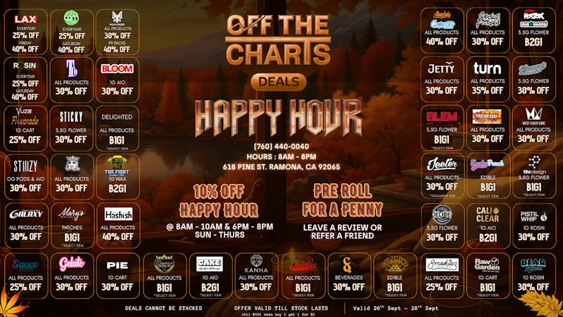 Off the Charts - Ramona Season of Savings Starts Here @ OTC!🍂