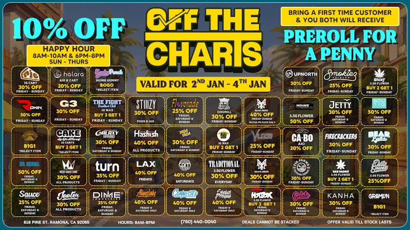 Off the Charts - Ramona NEW YEAR, SAME AMAZING DEALS @ OTC!!!