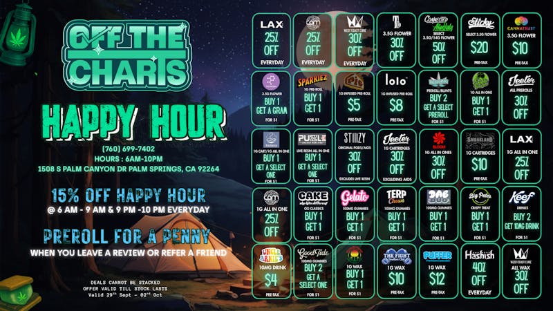 Off The Charts - Palm Springs FTP?! RECEIVE 25% OFF!!