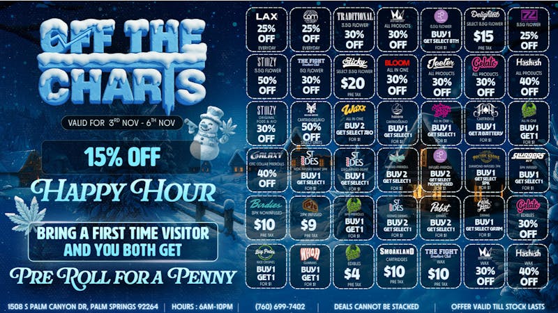 Off The Charts - Palm Springs DEALS DEALS DEALS !