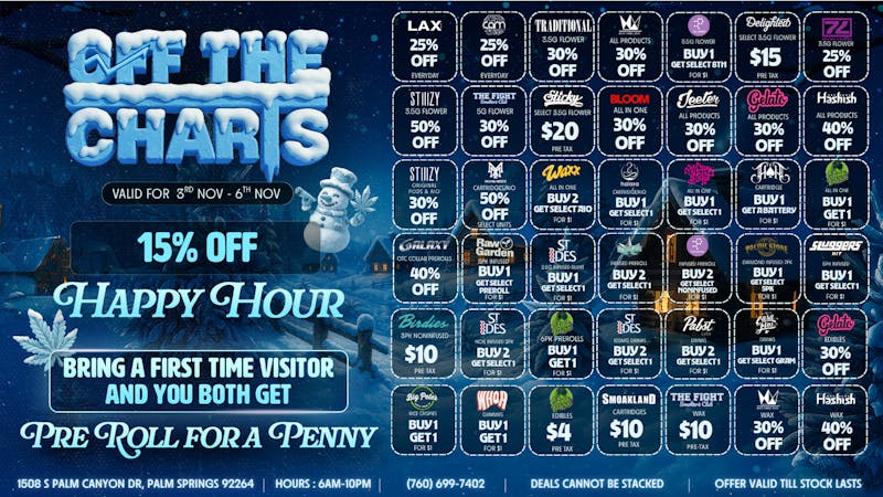 Off The Charts - Palm Springs DEALS DEALS DEALS !