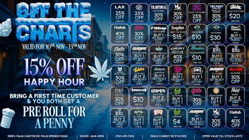 Off The Charts - Palm Springs DEALS DEALS DEALS !