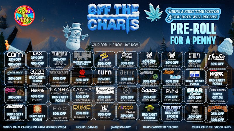Off The Charts - Palm Springs BEST DEALS IN THE VALLEY!!