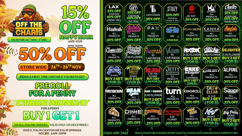 Off The Charts - Palm Springs Don't miss out on the best holiday deals around!