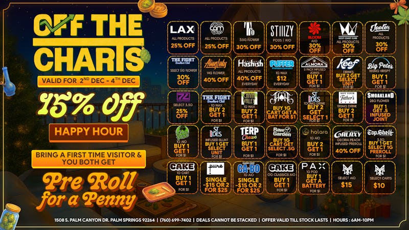 Off The Charts - Palm Springs Don't miss out on the best holiday deals around!