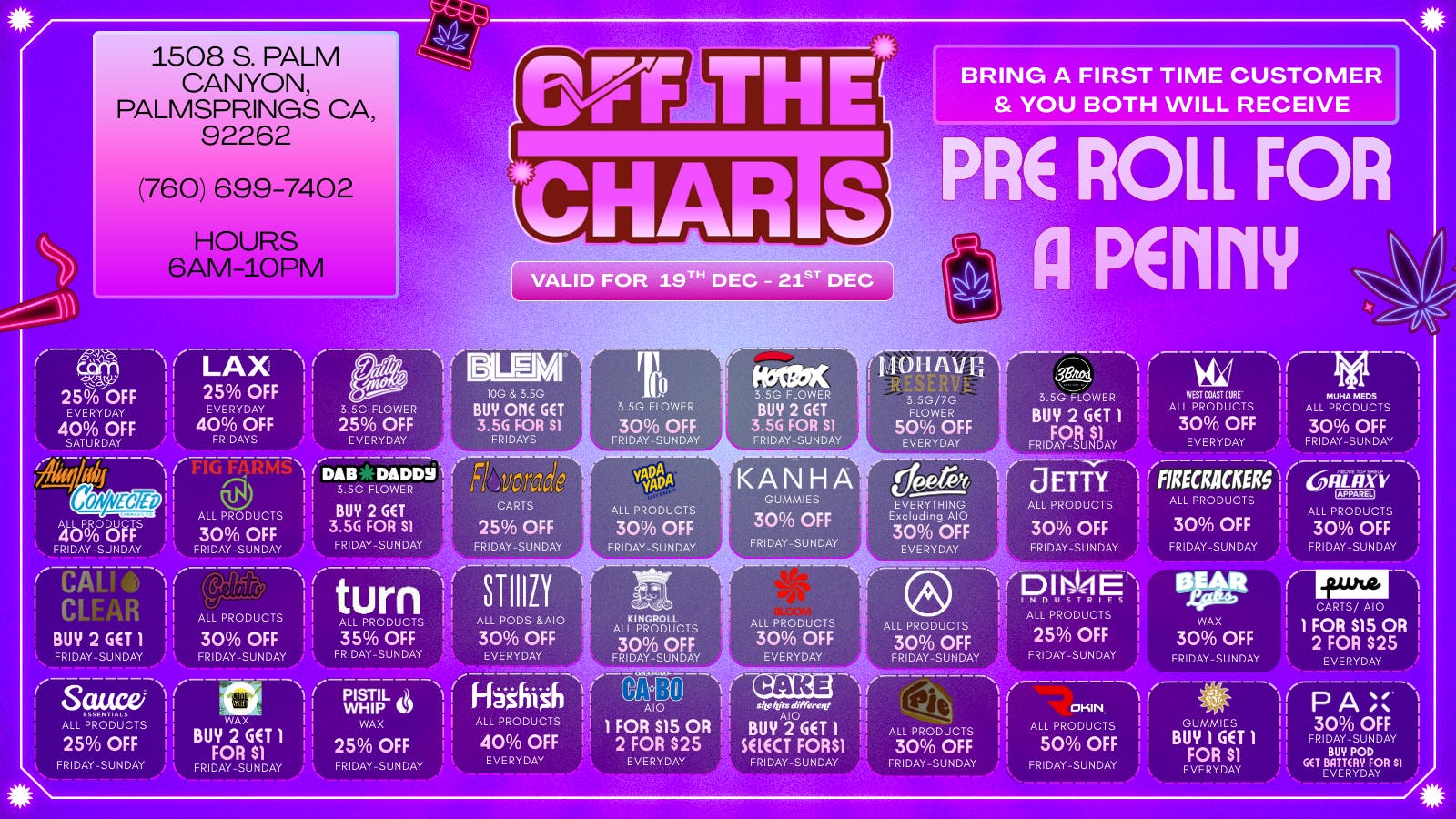 Off The Charts - Palm Springs BEST DEALS IN THE VALLEY!!