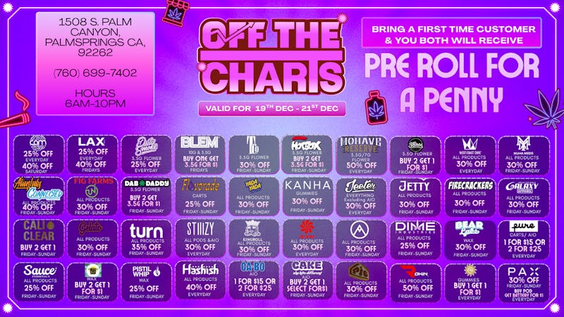 Off The Charts - Palm Springs BEST DEALS IN THE VALLEY!!