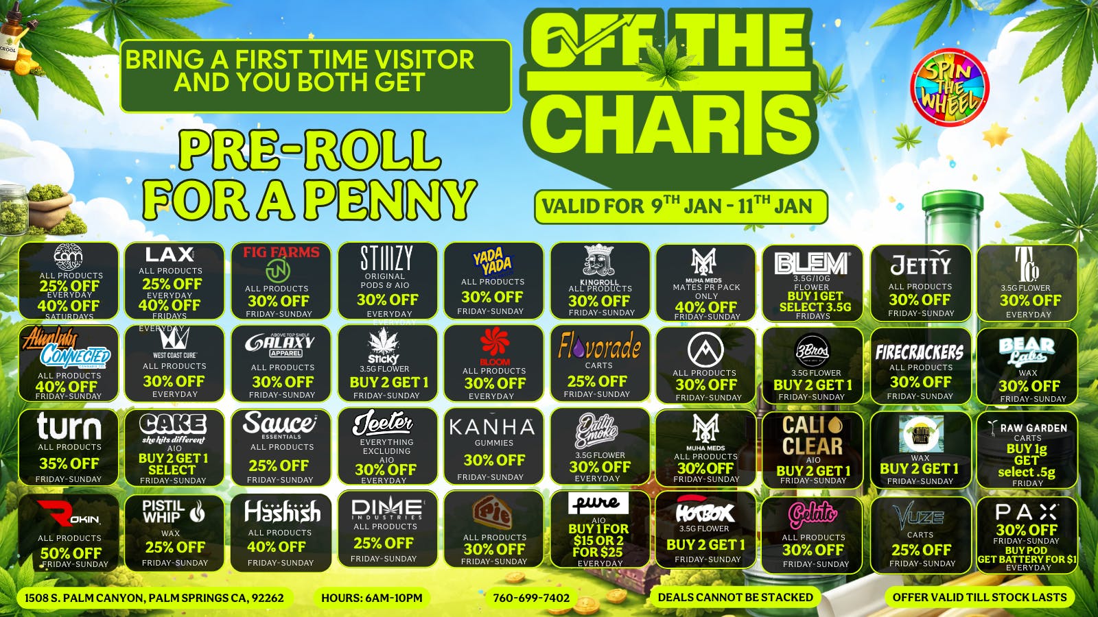 Off The Charts - Palm Springs Best Deals In Town!! Your Daily High, For Less