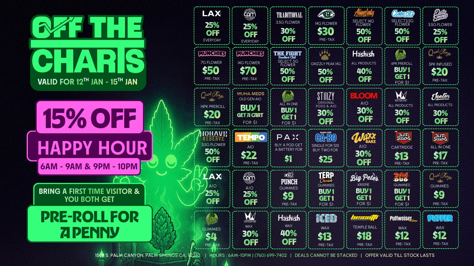 Off The Charts - Palm Springs Best Deals In Town!! Your Daily High, For Less