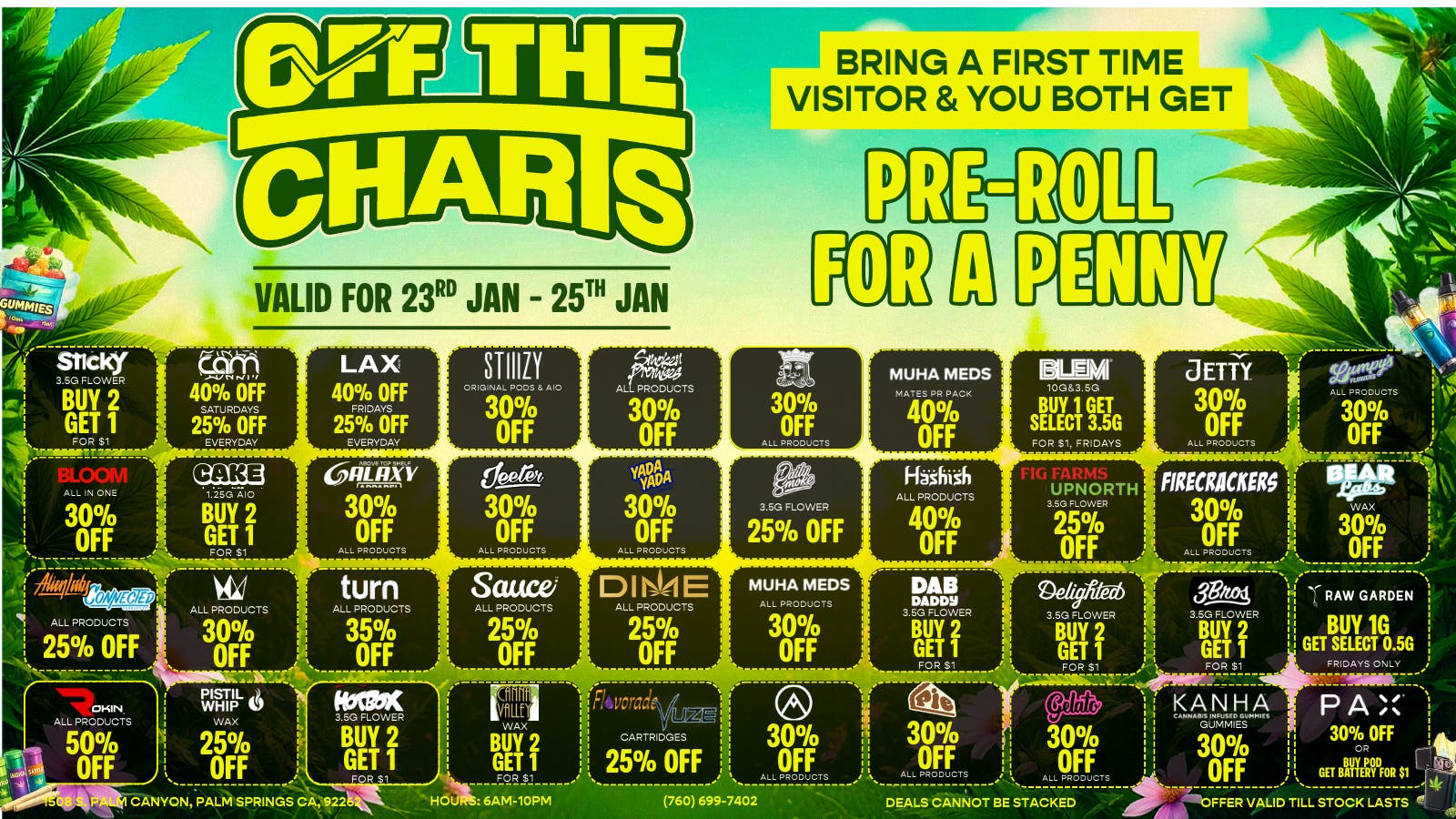 Off The Charts - Palm Springs PS1 WEEKEND DEALS!!!!!!!!