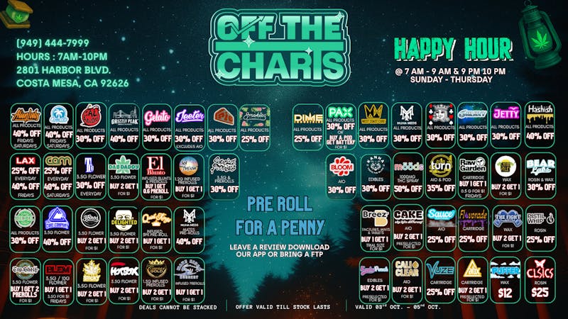 Off The Charts - Costa Mesa 👀👻🦇 SPOOKTACULAR DEALS🦇👻👀