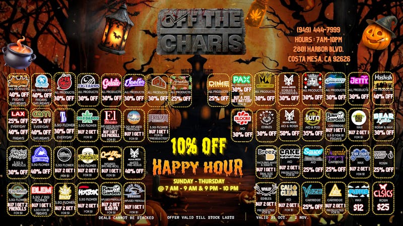 Off The Charts - Costa Mesa 🦇🧟🎃SCARY GOOD DEALS🎃🧟🦇