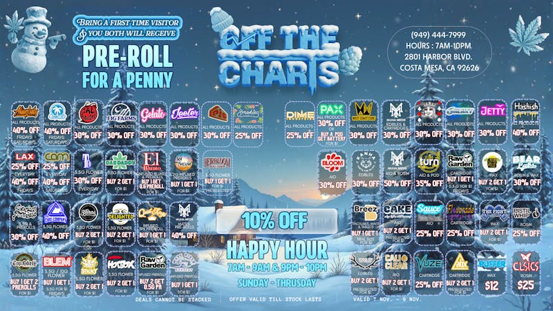 Off The Charts - Costa Mesa 🌇💨SEASONAL SAVINGS 🌃💨