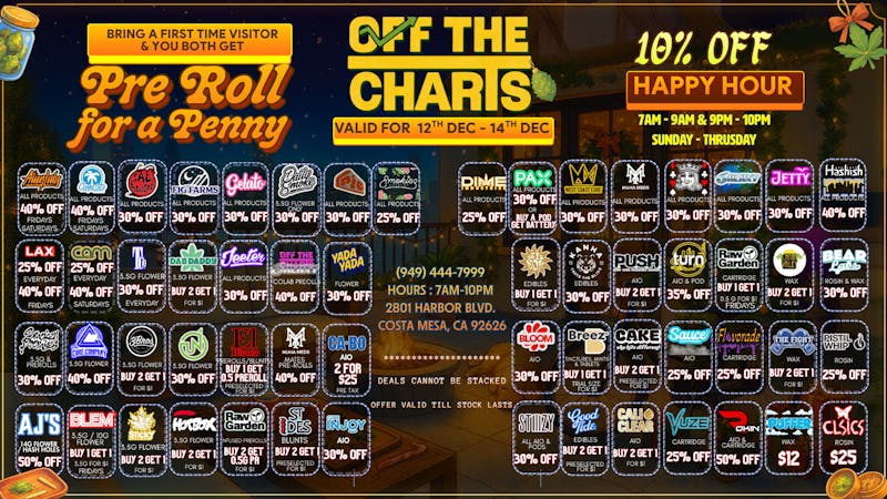 Off The Charts - Costa Mesa 🎁❤️UNWRAP BIG SAVINGS❤️🎁