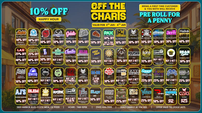 Off The Charts - Costa Mesa 🍾🥳NEW BEGINNINGS NEW DEALS🥳🍾