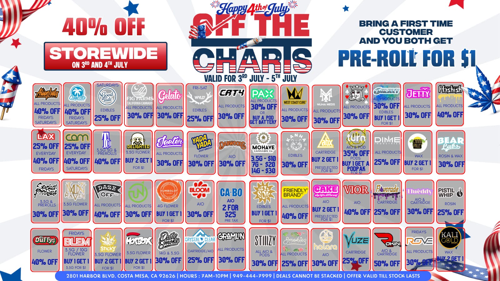 Off The Charts - Costa Mesa 🎆🧨40% OFF ENTIRE STORE🧨🎆
