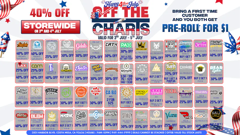 Off The Charts - Costa Mesa 🎆🧨40% OFF ENTIRE STORE🧨🎆