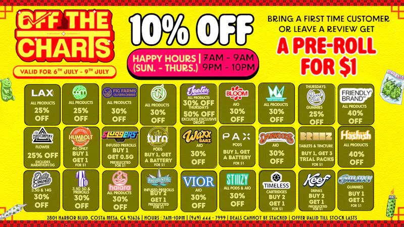 Off The Charts - Costa Mesa 🔥🆕CHECK OUT THESE NEW DEALS🆕🔥