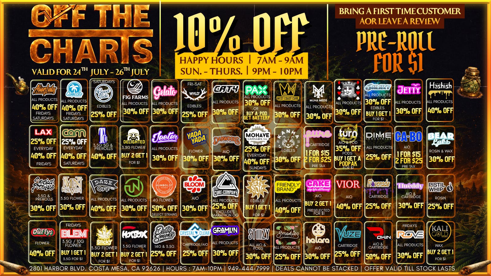 Off The Charts - Costa Mesa 🌳❤️‍🔥💨SMOKIN DAILY DEALS💨❤️‍🔥🌳