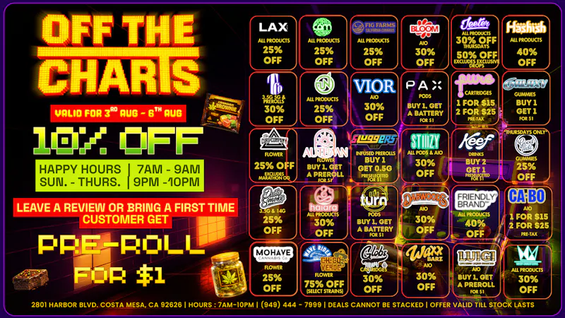 Off The Charts - Costa Mesa 🤖🌟BEST DEALS AROUND🌟🤖
