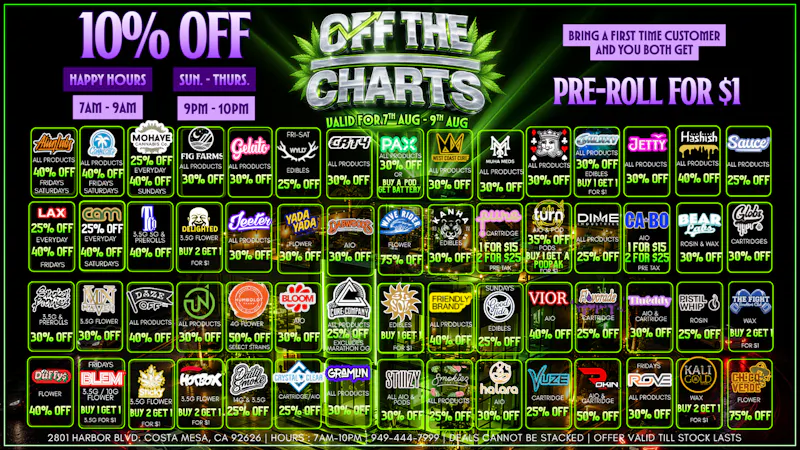 Off The Charts - Costa Mesa ⚠️✨WARNING: CONTAINS DEALS✨⚠️
