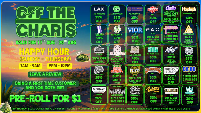 Off The Charts - Costa Mesa 30% OFF BLOCK PARTY 8/21 🪩✨
