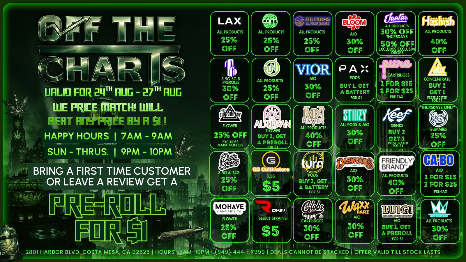 Off The Charts - Costa Mesa 🌳❤️‍🔥💨SMOKIN DAILY DEALS💨❤️‍🔥🌳