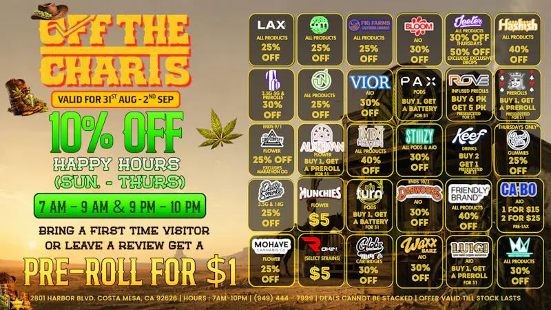 Off The Charts - Costa Mesa 🌞✨SUNSHINE AND SAVINGS✨🌞