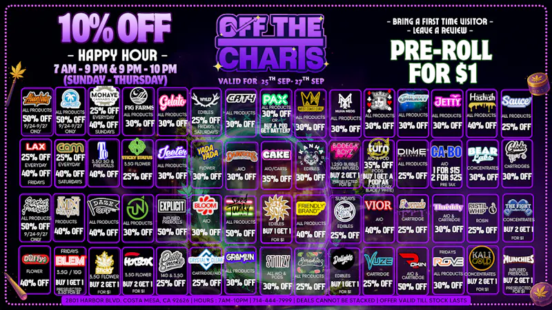 Off The Charts - Costa Mesa 💜🪻TERPS, PURPS, AND FIRE DEALS🪻💜